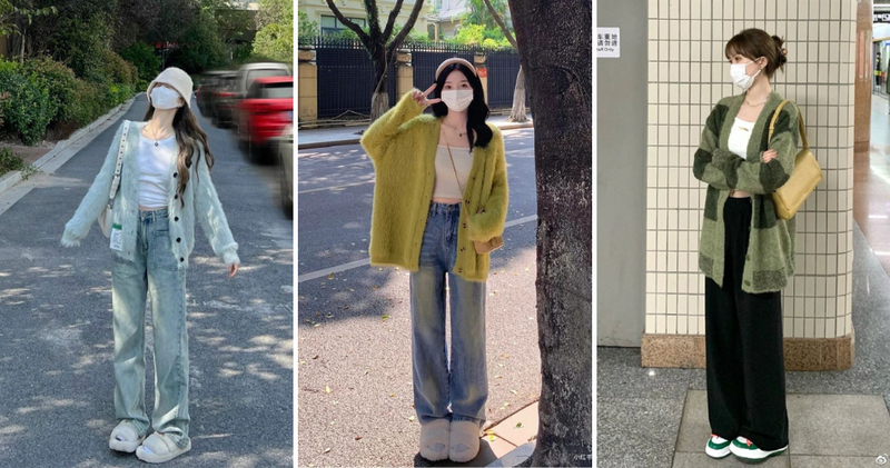 Cách phối đồ với cardigan cùng quần jean ống rộng là công thức mang lại vẻ ngoài phóng khoáng, trẻ trung và cực kỳ thoải mái.