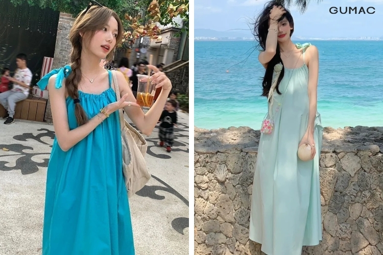 dam maxi dai xanh ngoc