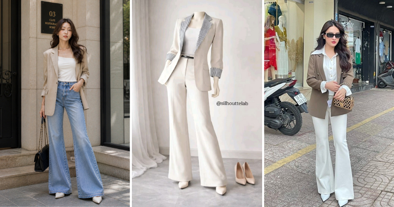Để thăng hạng phong cách công sở, không gì hoàn hảo hơn một chiếc áo blazer/vest phối quần tây ống loe.