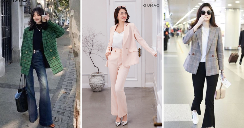 Quần bò vẩy kết hợp với áo blazer/vest quyền lực.
