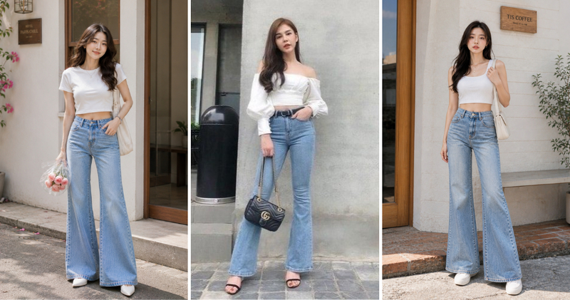 Quần bò vẩy kết hợp áo croptop hack dáng cực đỉnh.