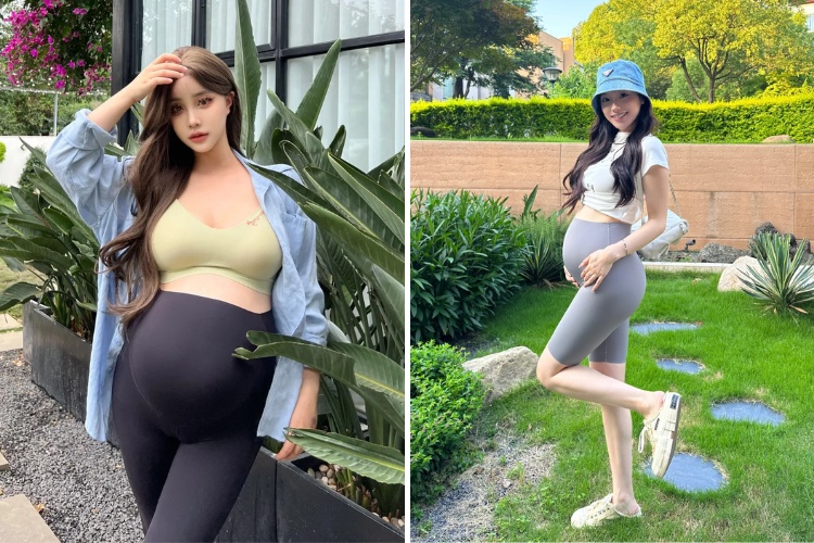 kieu quan legging cho me bau ton dang