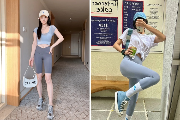 mix quan legging voi ao croptop