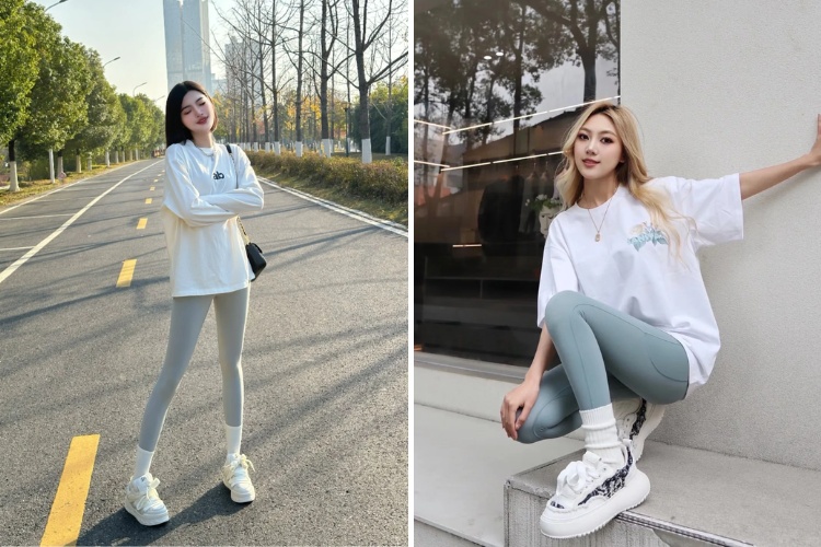 phoi quan legging voi ao thun