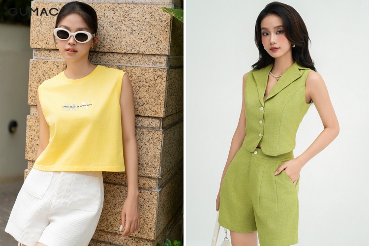 Kết hợp quần short với áo sát nách