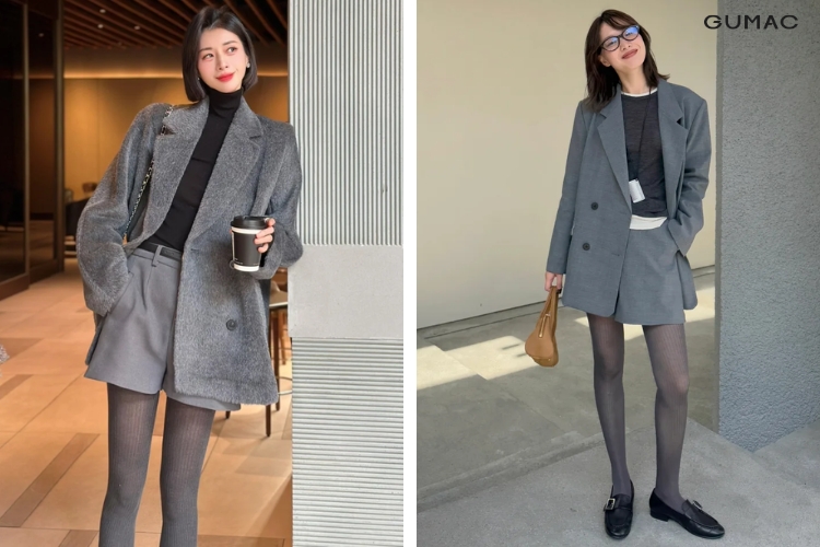 Quần short phối vest và áo thun cơ bản