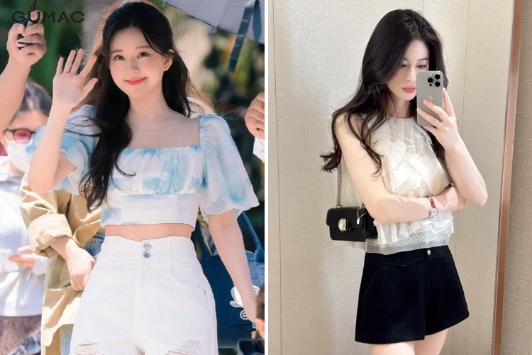 Quần short với áo voan