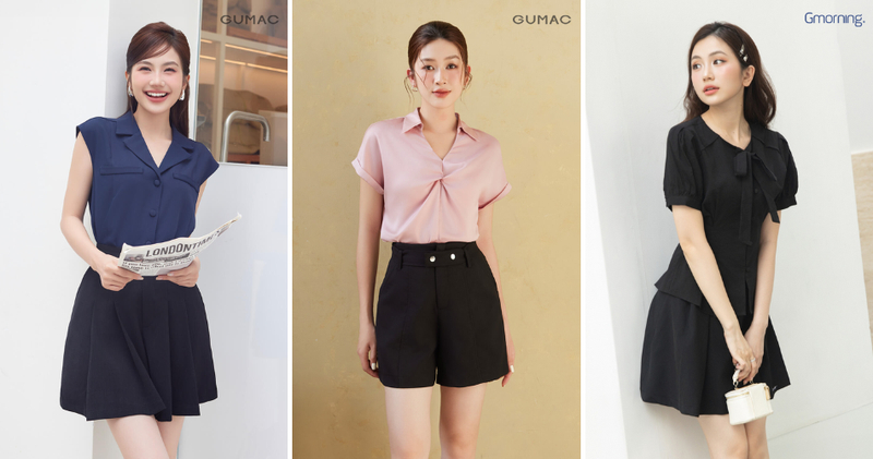 Áo sơ mi tay ngắn chất liệu mềm như linen, cotton kết hợp với quần short giúp set đồ thêm phần nữ tính.