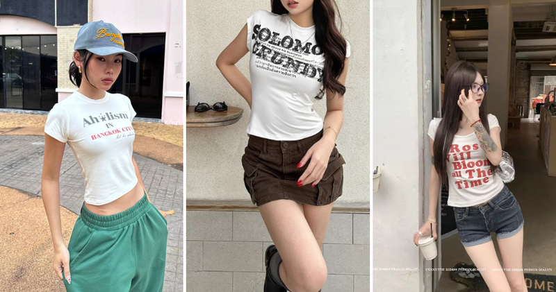 Babytee in chữ phối cùng quần short jeans ống rộng trẻ trung, cá tính.