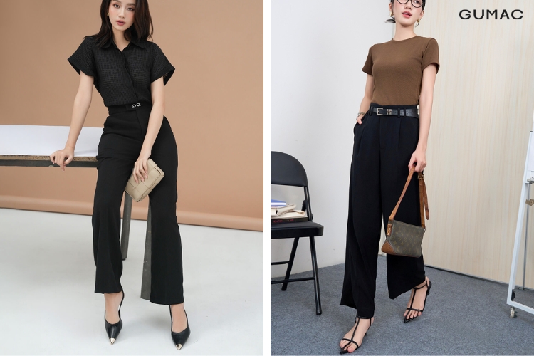 Outfit quần công sở đen đi với giày gì trông nữ tính thời thượng
