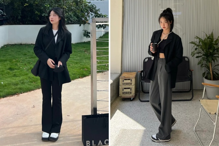 áo blazer kết hợp với quần âu