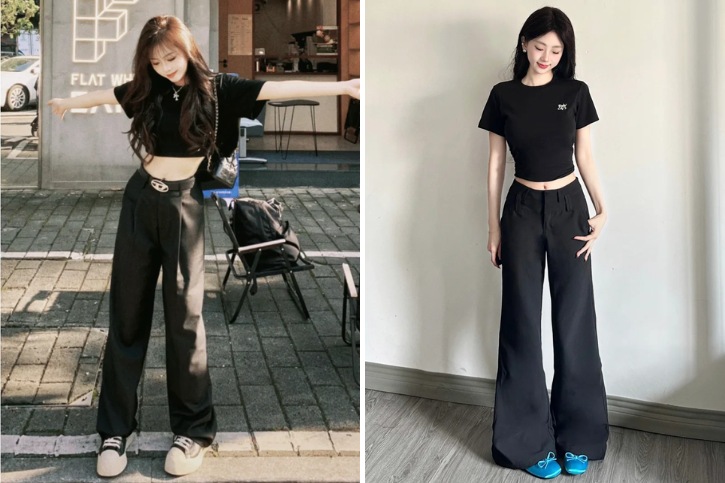 áo croptop cá tính mix cùng quần tây