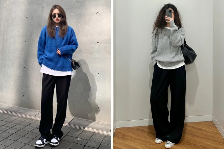 áo sweater kết hợp với quần âu