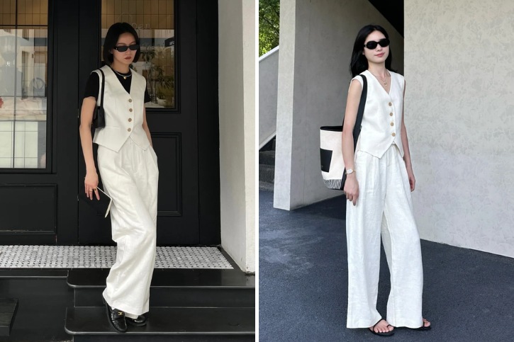 áo vest thanh lịch phối hợp với quần âu nữ