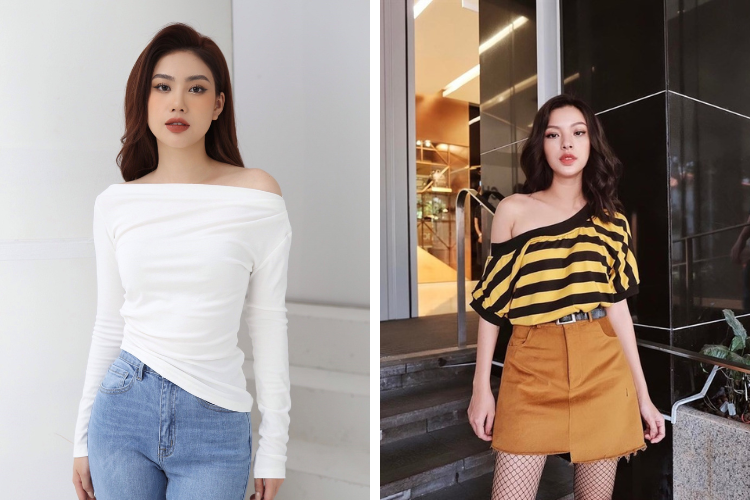 Tái chế áo thun cũ thành áo lệch vai