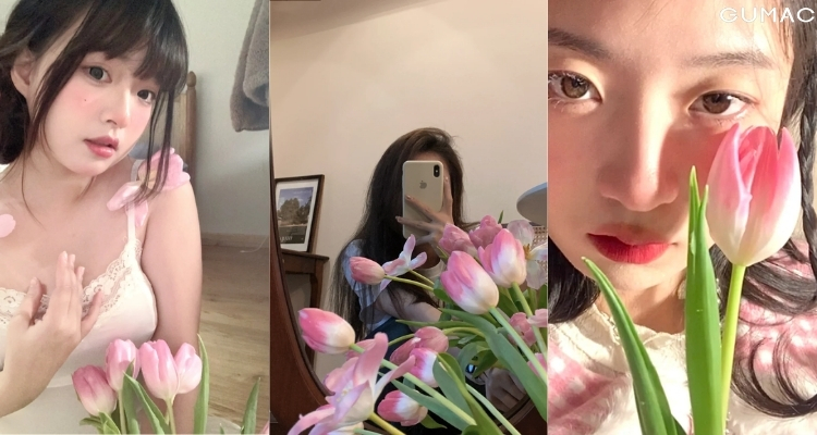 chup anh hoa tulip selfie tai nha