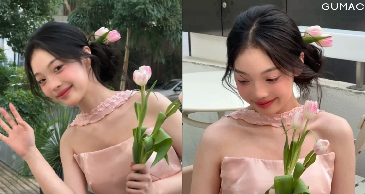 tao dang chup anh hoa tulip che mat