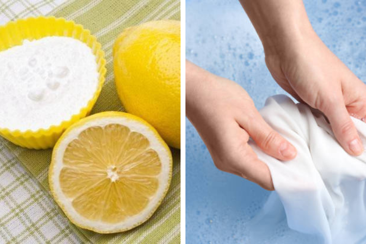 Dùng hỗn hợp chanh và bột giặt để tẩy vết ố vàng trên áo