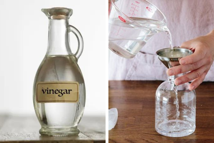 Dùng hỗn hợp giấm và nước để tẩy vết ố vàng trên áo