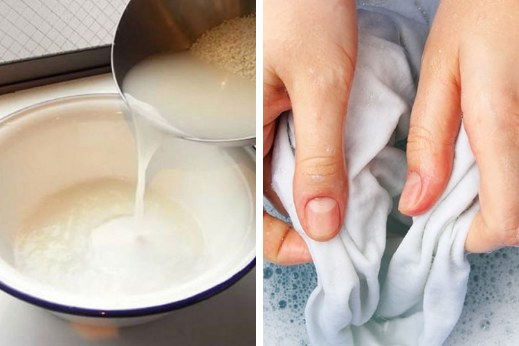 Dùng nước vo gạo hoặc đậu tương để tẩy vết ố vàng trên áo