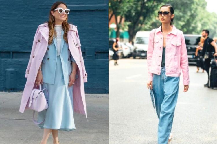 Màu xanh dương kết hợp với màu hồng