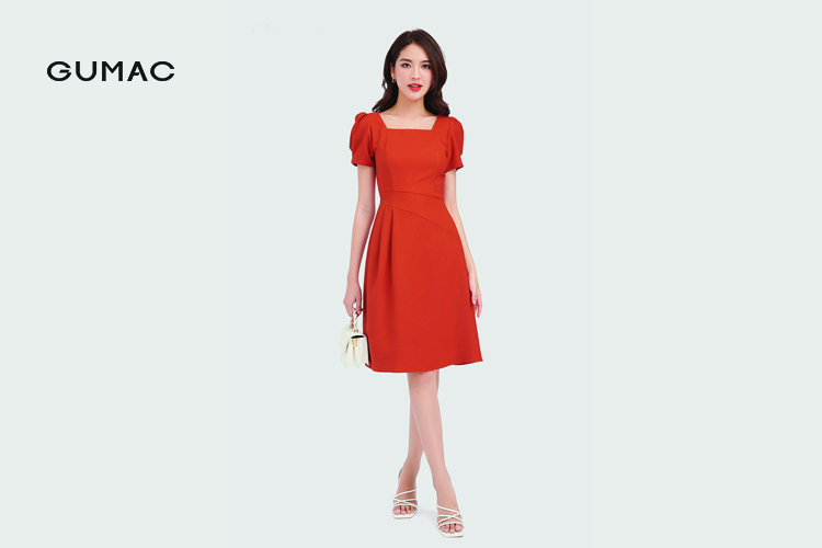 Váy đầm màu đỏ, cam, tím