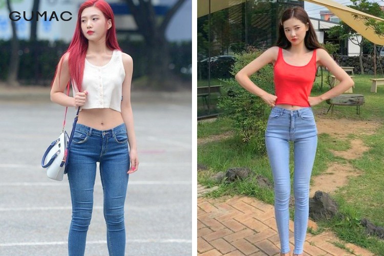 Phối áo dáng ngắn cùng quần skinny lưng cao