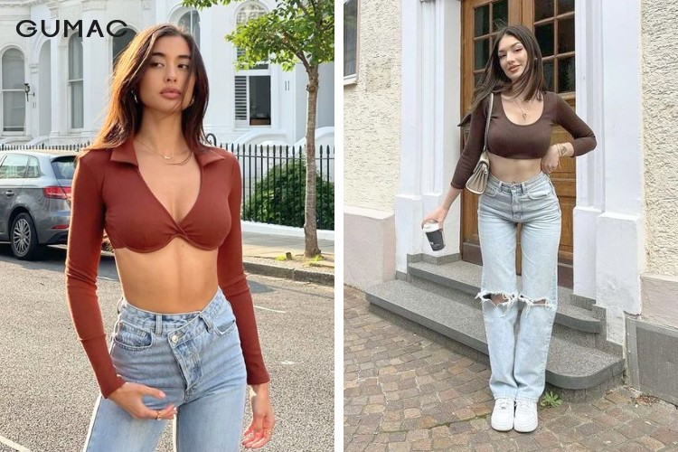 diện quần lưng cao cùng áo croptop
