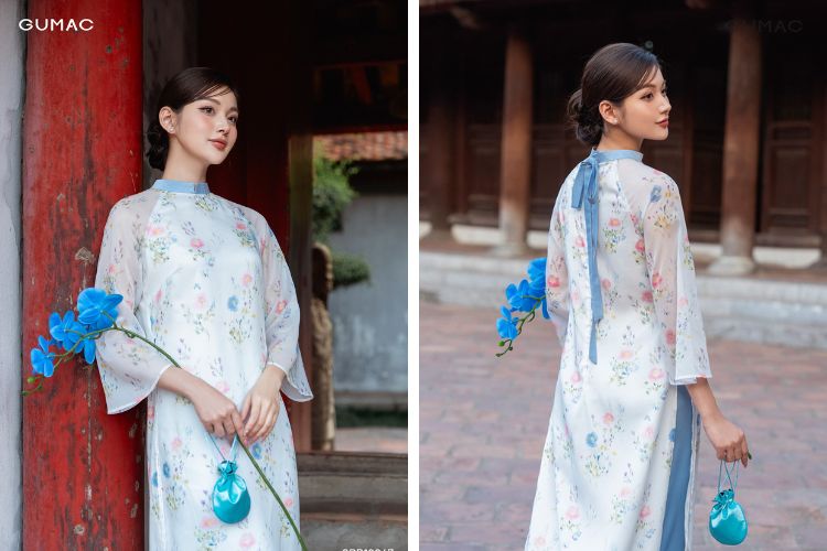 áo dài cho người mập nhấn eo tạo điểm nổi bật