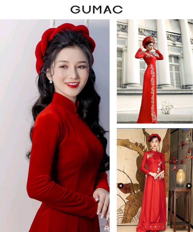 ao dai do ket hop man doi dau