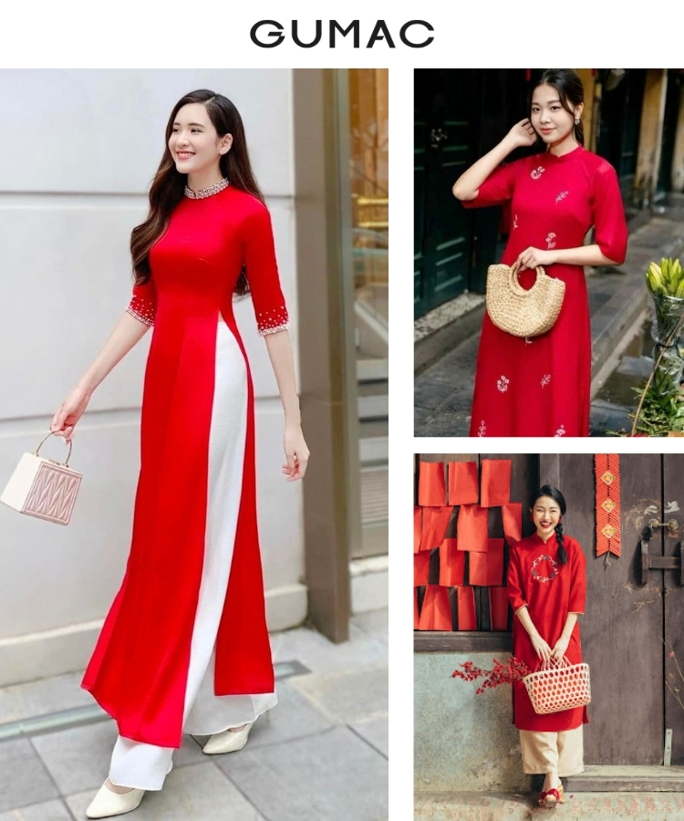 ao dai do phoi tui xach diu dang