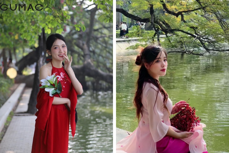chup anh ao dai tet dep tai ho Guom va Hoang thanh Thang Long
