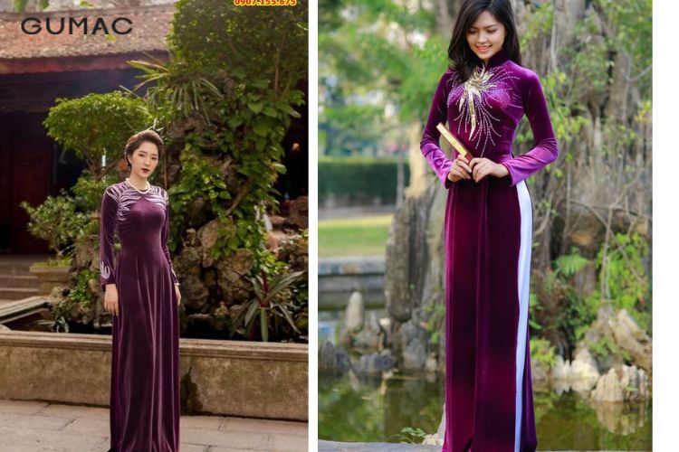 Áo dài màu nhung tím