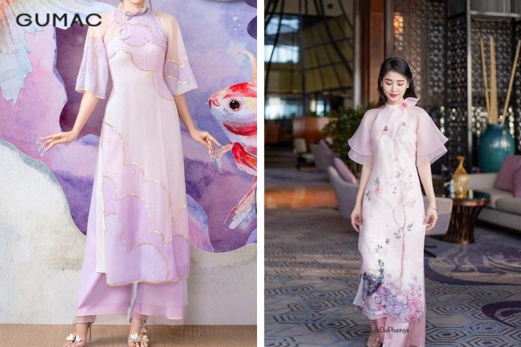 Áo dài tím hồng