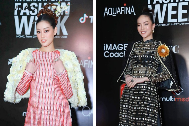 Mix áo dài cùng áo khoác dạ sành điệu