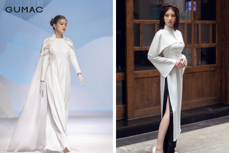 Thời trang áo khoác lông mặc ngoài áo dài