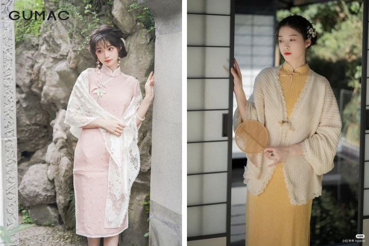 Mặc áo dài bên trong cardigan dịu dàng