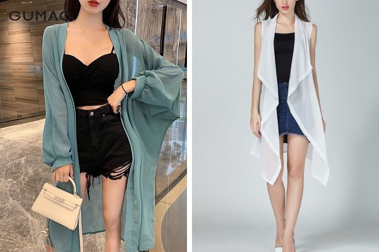 Áo Khoác voan nữ đẹp trơn mỏng dài