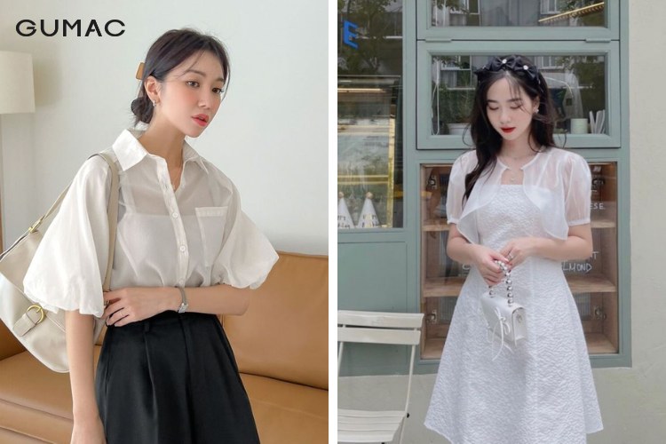 Áo khoác voan nữ đẹp tay bồng