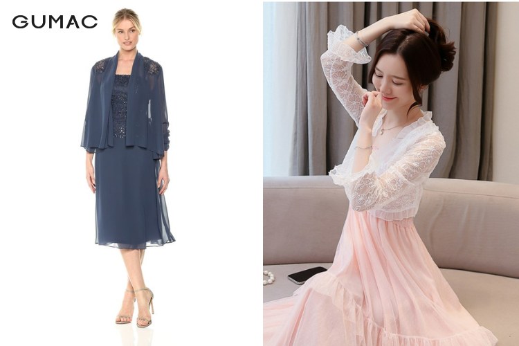 Ton sur ton váy voan cùng áo khoác voan mỏng nhẹ nhàng