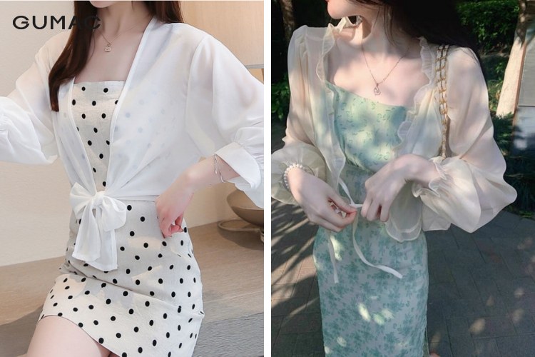 Áo khoác voan nữ đẹp tay lửng/ tay ngắn