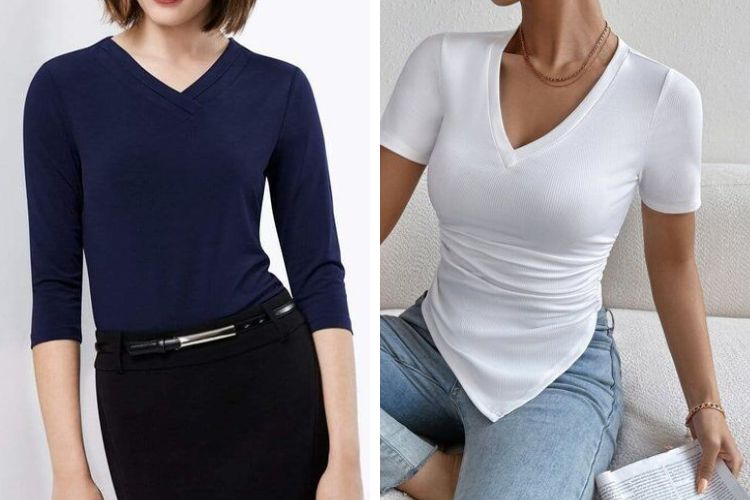 áo pull cổ tim và áo pull cổ chữ V sành điệu