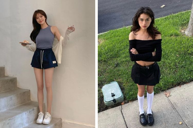 phối áo pull cùng quần short trẻ trung năng động