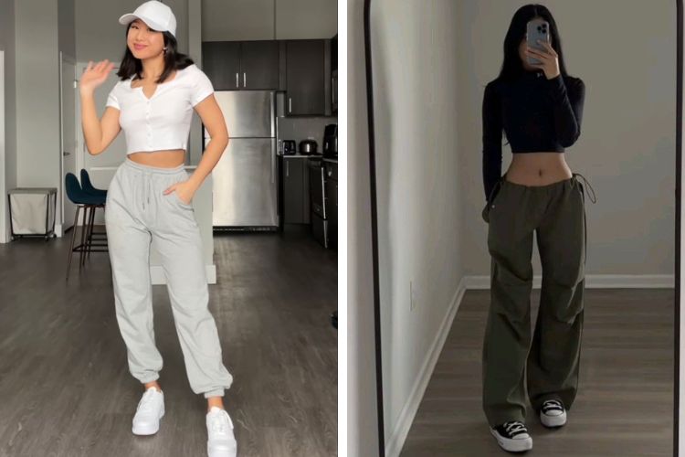 phối quần jogger và quần túi hộp với áo pull cá tính
