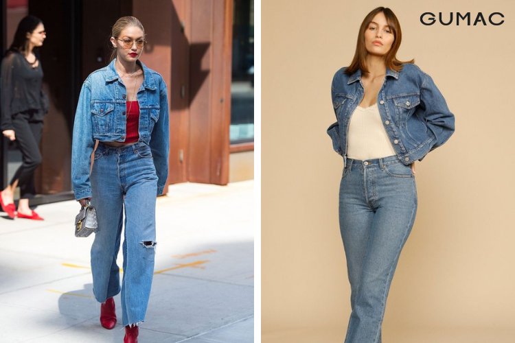 Mix áo sơ mi jean với quần jean đồng điệu