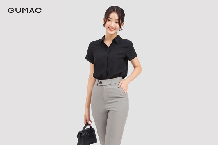 Áo sơ mi cổ vest nữ tay ngắn