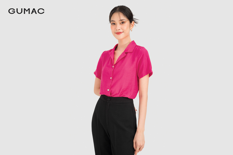 Áo sơ mi pijama nữ tay ngắn