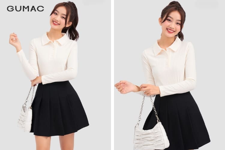 áo thun nữ polo tay dài