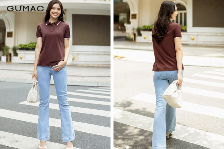áo thun nữ polo xẻ tà