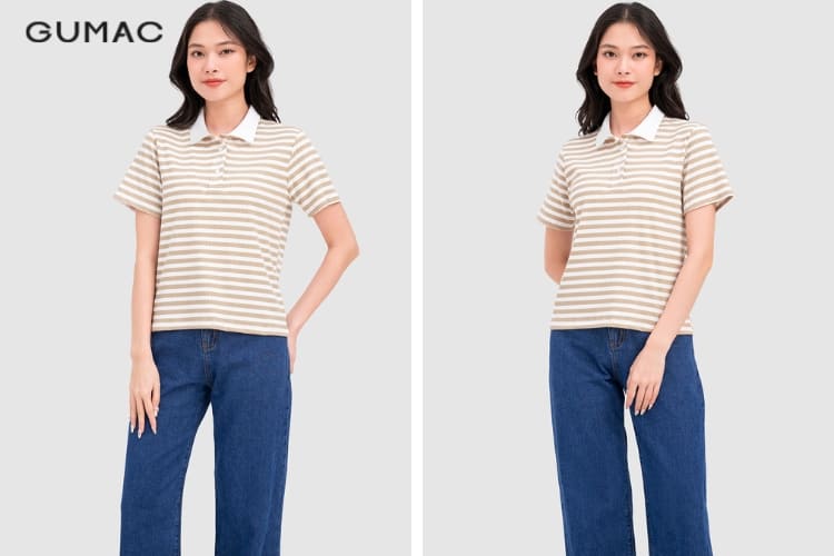 phối áo thun nữ polo quần jean